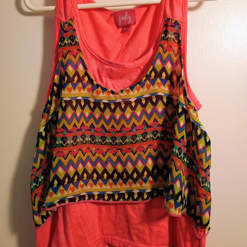 Pinky Girls Multicolor Chevron Tank Top